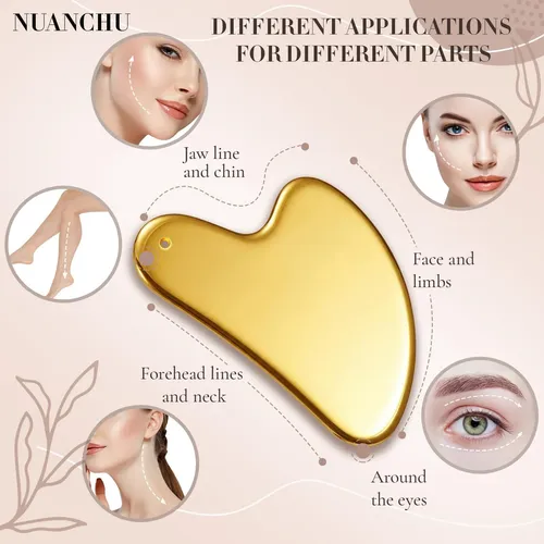 Gua Sha Facial Nuanchu Acero Inoxidable Corazón Dorado