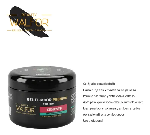 Gel Fijador Premium Beauty Walfor For Men Cemento X 250 Gr