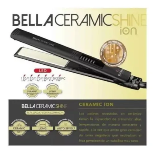 Planchita De Pelo Gama Bella Ceramic Shine Ion Led Digital