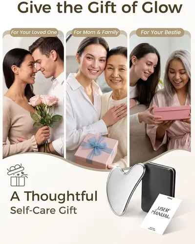 Gua Sha Facial Acero Inoxidable Plata Para Cuello Y Cara