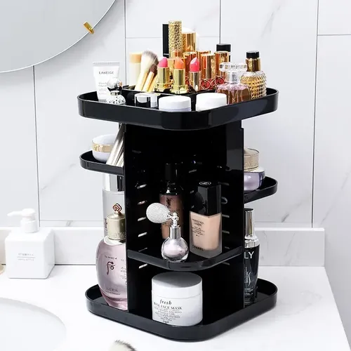 Organizador Maquillaje Cuadrado Pinceles Cremas Giratorio.
