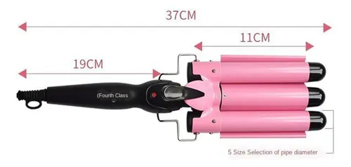 Rizador De Pelo Eléctrico De Onda Grande 3 Barril 2 Rosado
