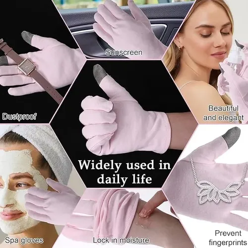 Guantes Algodón Morados Hidratantes Para Manos Secas 2 Pare