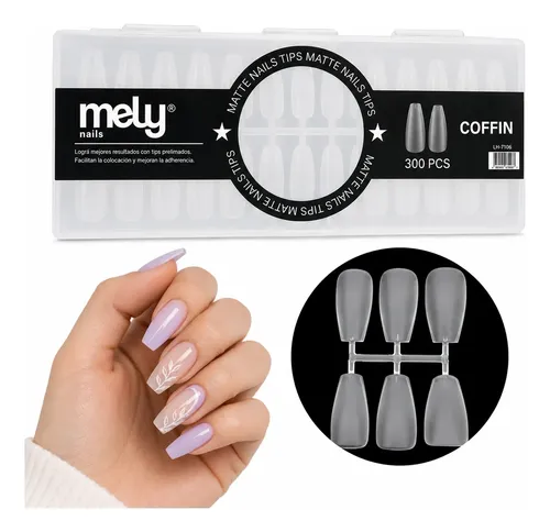 Uñas Postizas Soft Gel Mate X300 Tips Mely Transparente