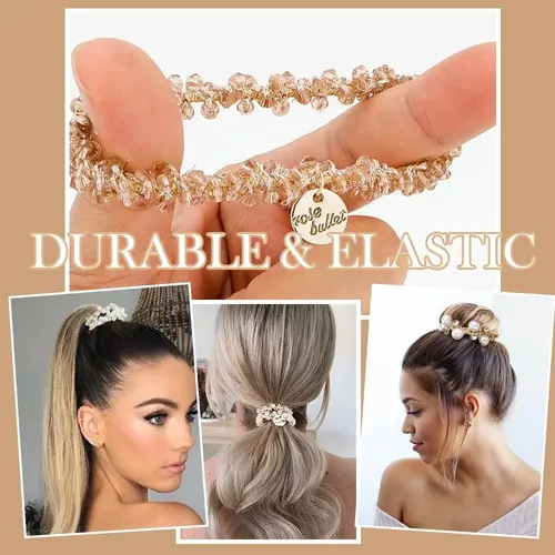 9 Bandas Elásticas Con Perlas Para El Cabello