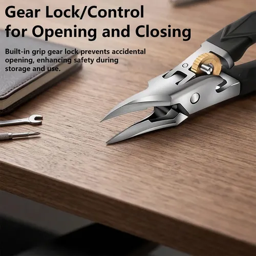 Black Anti-slip Grip Gear Lock Nail Clipper Set With