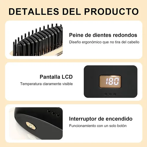 Rf Minialisador De Pelo Inalámbrico Glambrush, Peine 2 En 1
