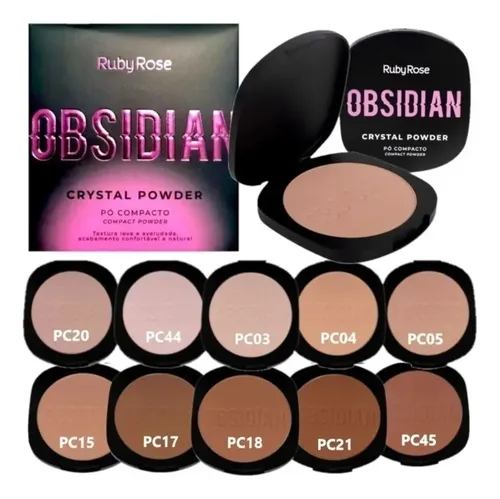 Polvo Compacto Crystal Powder Obsidian Ruby Rose Terciopelo