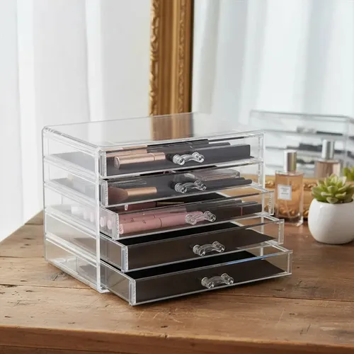 Organizador Acrílico VGO Transparente con 5 Cajones para Maquillaje