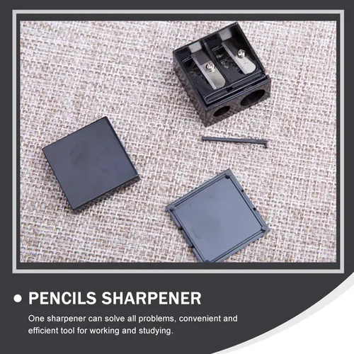6pcs Black Double Hole Brow Pencil And Makeup Sharpener