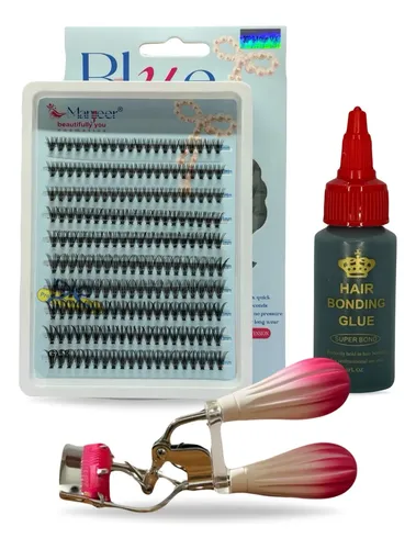Kit Pestañas Postizas Manijeer 30p Adhesivo Latex Arqueador