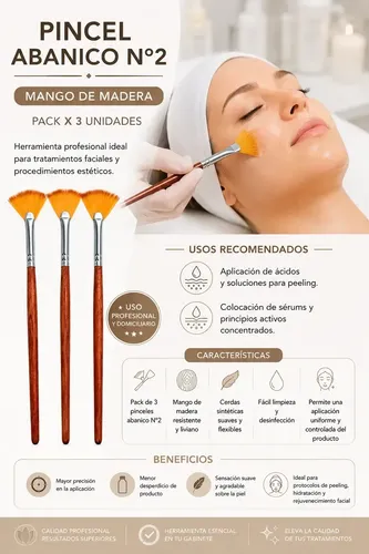Pack De 3 Pincel Abanico N° 2 Para Peeling- Ácidos