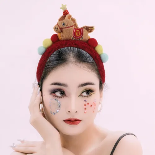 Diadema De Caballo De Peluche: Aro Para El Pelo De Año Nuevo 26.00×18.00×4.00cm