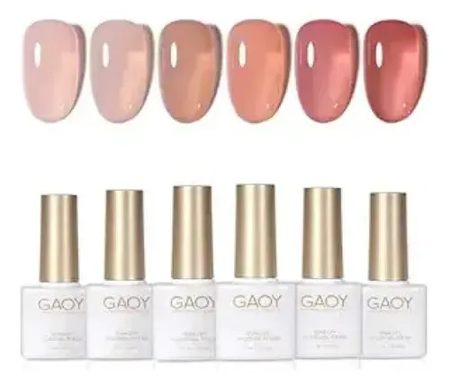 Set De Esmaltes Gel Nude Transparente 6 Colores Uv