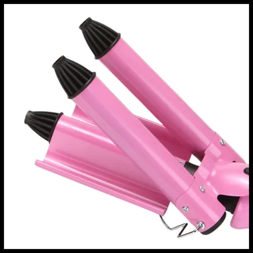 Buclera Rizador Pelo Dinax Triple Cerámica Barril Rosa 2.5cm