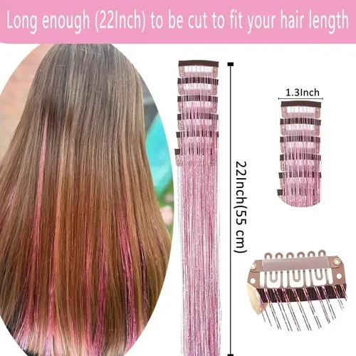 Kit De Oropel Con Clip Para Extensiones De Cabello Para Niña