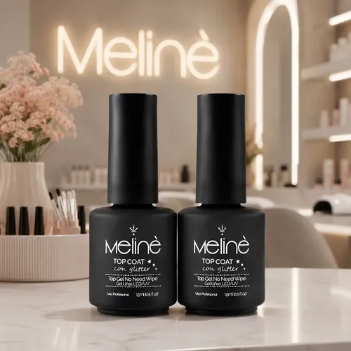 Kit Meline Top Coat Glitter X2 Esmalte Semipermanente Led Uv