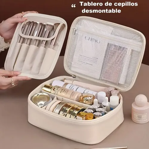 Bolso Organizador Maquillaje Neceser Simil Cuero Colores