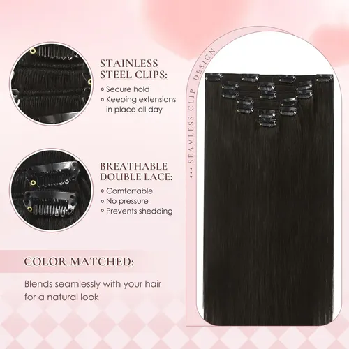 Extensiones De Cabello Humano Real 45cm 7pcs 85g Color #2