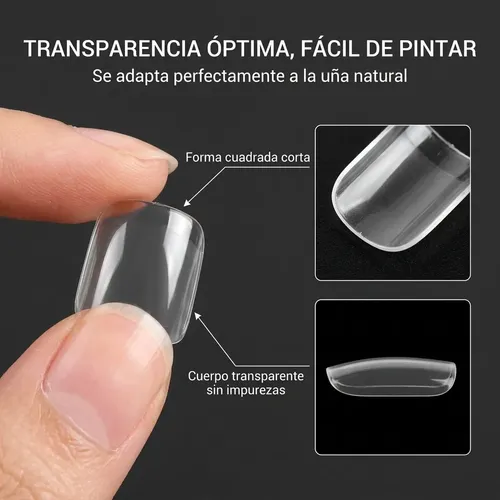 Tips Uñas Postizas Cuadrado Transparente 2 Cajas 240 Tips