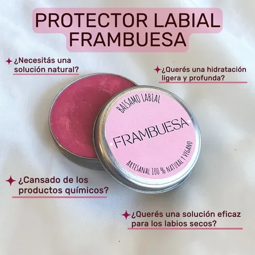 Protector Labial Frambuesa Bálsamo Humectante Natural Vegan