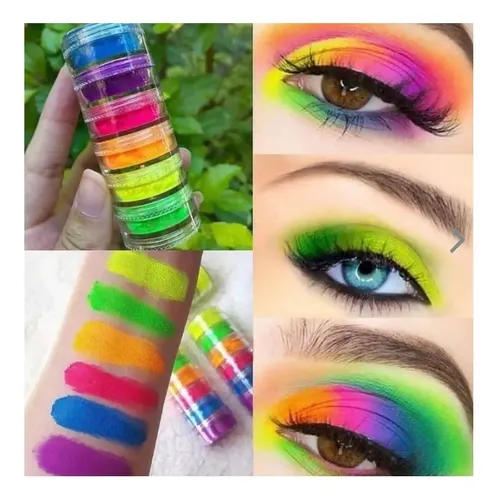 Torre 6 Pigmentos Po Neon Asa P/ Sombra Unhas Uñas Maquillaje