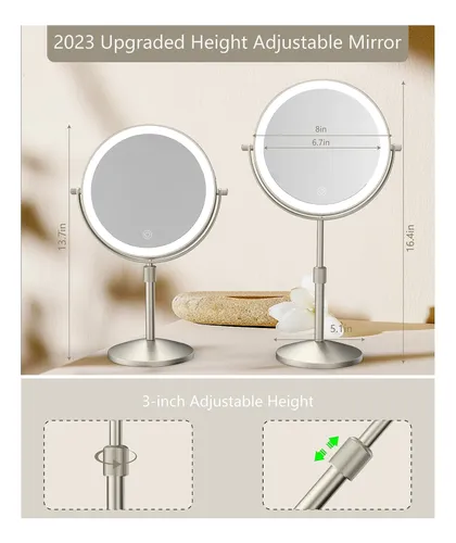 Espejo De Maquillaje Iluminado Miroamz De 8 Pulgadas Con Aumento De 1x/10x Blanco