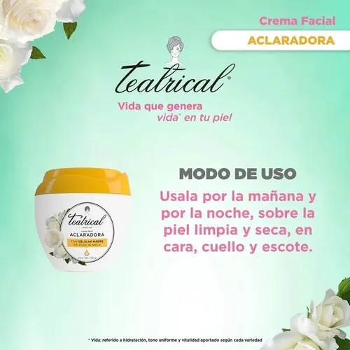 Crema Facial Aclaradora Teatrical X 100 G