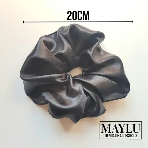 Colitas de pelo Scrunchies De Pelo De Raso Antifrizz Maxi escrunchie Negro