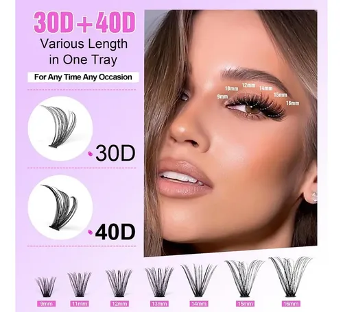 280pcs Extensiones De Pestañas Postizas Individual 9-16mm 30d+40d(9mm-16mm) 9 Mm 0.07 Mm