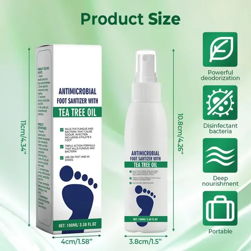 Spray Antihongos Pies Aceite Árbol Té Mal Olor 100ml