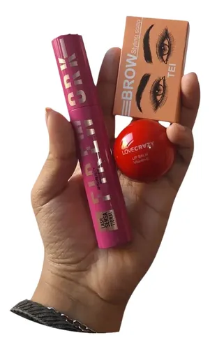 Kit 3 En 1 Mascara De Pestañas+gel De Cejas+bálsamo Labial
