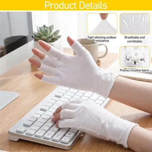 Guantes Sin Dedos Blancos De Algodón Hidratantes Para Manos