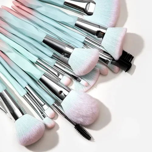 Set De 15 Brochas De Maquillaje Azul Degradado