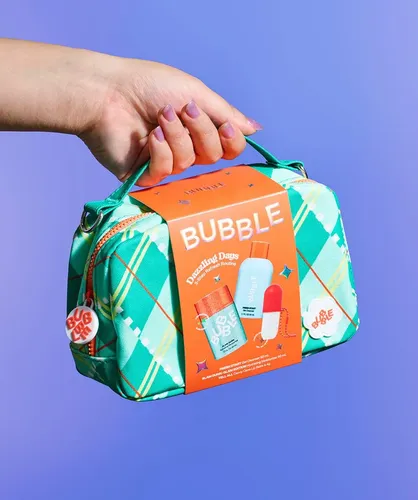 Bubble Dazzling Days Kit Rutina Facial 3 Pasos Con Cosmetiquera Skincare Limpieza Hidratacion Serum Crema Glow Set Regalo Viaje Mini Talla Piel Joven Suave Rostro Cuidado Diario Belleza Fresca Juvenil