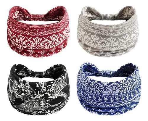 4 Piezas Diadema Mujer, Bohemias Estampado Cintas De Pelo