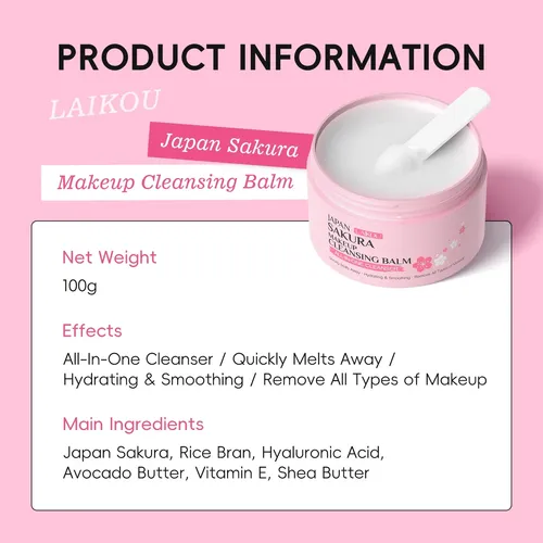Bálsamo Limpiador De Maquillaje Laikou Sakura 100 G Que Limp Normal Día/noche