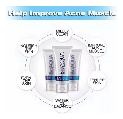 Bioaqua Limpiador Facial Con Aloe Vera, Control Grasa Y Acné Todo Tipo De Piel