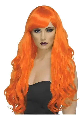 Peluca Ondulada Larga Naranja