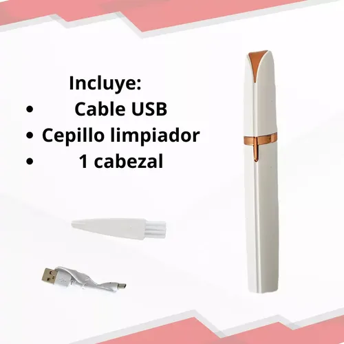 Depiladora Eléctrica Facial Portátil BBAZAR USB Luz LED Blanco