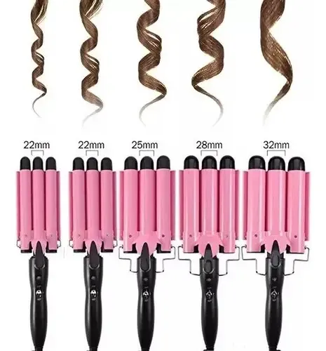. 22mm Waflera Cabello Tenazas 3 Rizadora De Pelo W.g