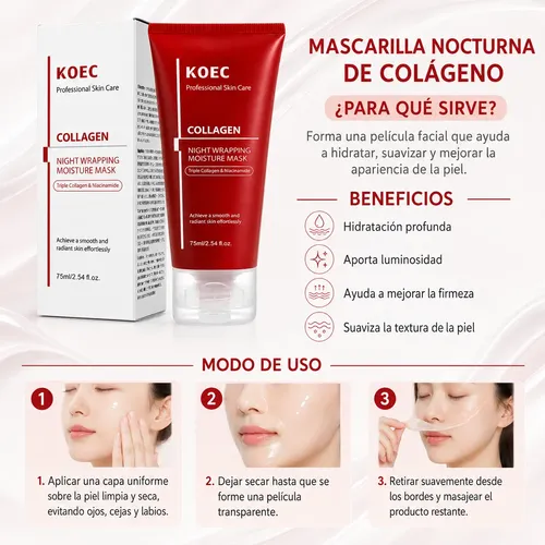 Mascarilla Nocturna Colágeno Koec Niacinamida 75ml Glow