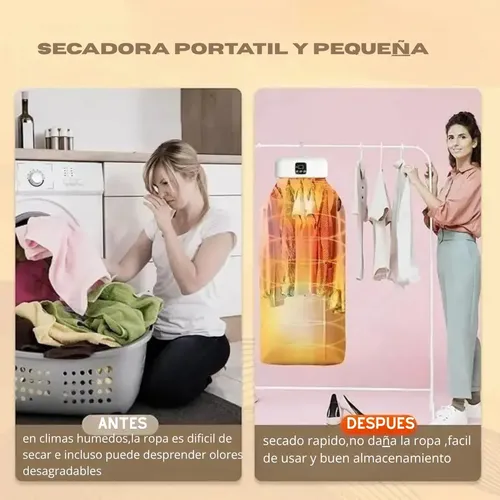 Secador De Ropa Portátil Eléctrico Plegable Secado Rápido Blanco