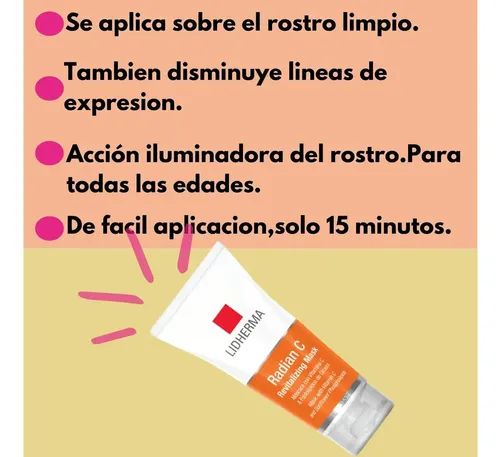 Radian C Mask Lidherma Mascara Vitamina Anti-age Momento de aplicación Día Tipo de piel Mixta