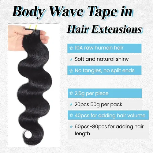 Extensiones De Cabello Humano Con Cinta 12” Benafee