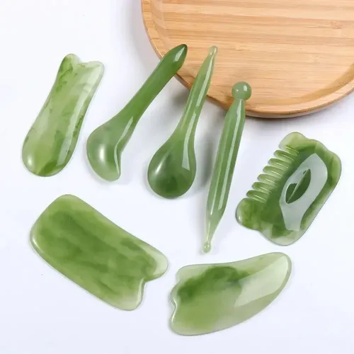 2 Kit 14 Placas De Masaje Con Piedra Gua Sha Verde Y Rosa