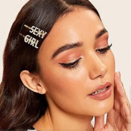 Pinza Para El Pelo Sparkly Word, Broches Con Letras Crystal
