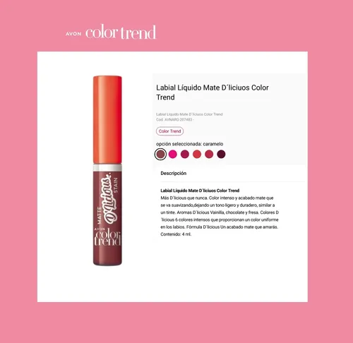 Labial Liquido Mate D Liciuos Color Trend 4ml Avon