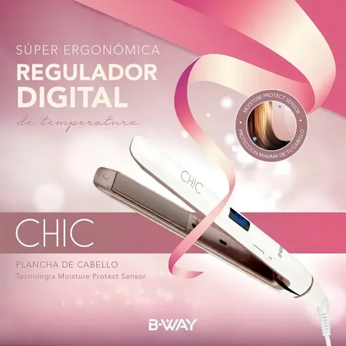 Planchita Pelo B-Way Chic Ceramic Digital Blanco 100-230°C
