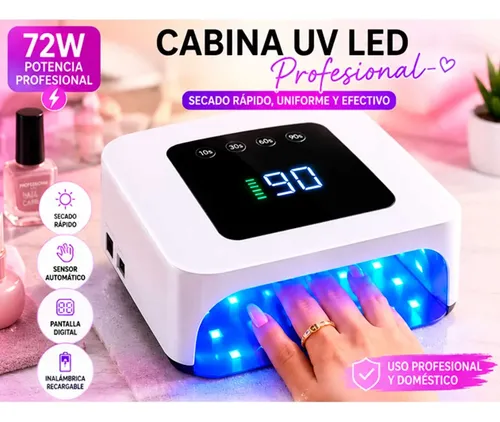Cabina Uñas Lámpara Uv Led 72w Profesional Secado Rapido